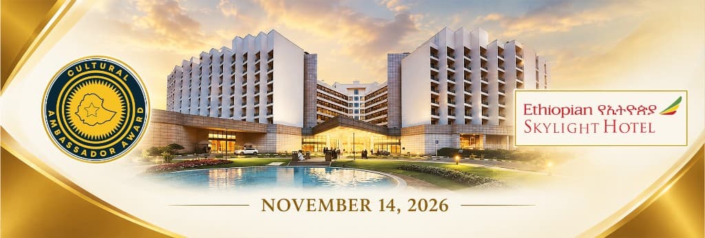 Cultural Ambassador Award Grand Finale concert at Ethiopian Skylight Hotel — November 14, 2026